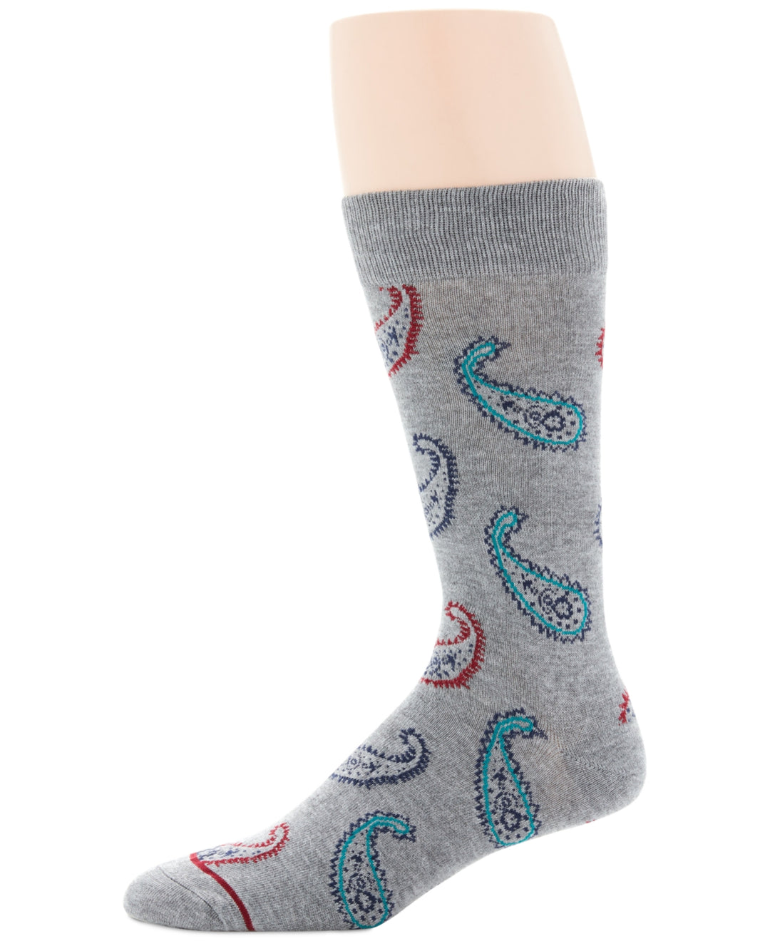 Perry Ellis Men's Tossed Paisley Crew Sock Gray Size Regular