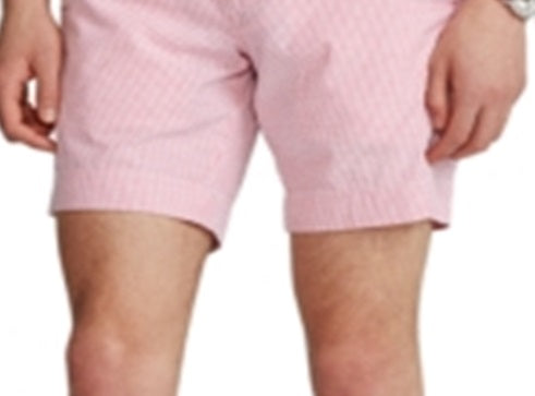 Ralph Lauren Men's 9 Inch Classic-Fit Seersucker Shorts Pink Size 30
