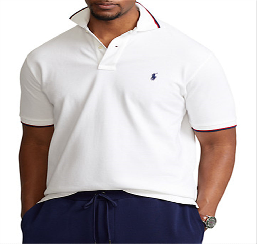 Ralph Lauren Men's Big & Tall Tipped Mesh Polo Shirt White Size 4X