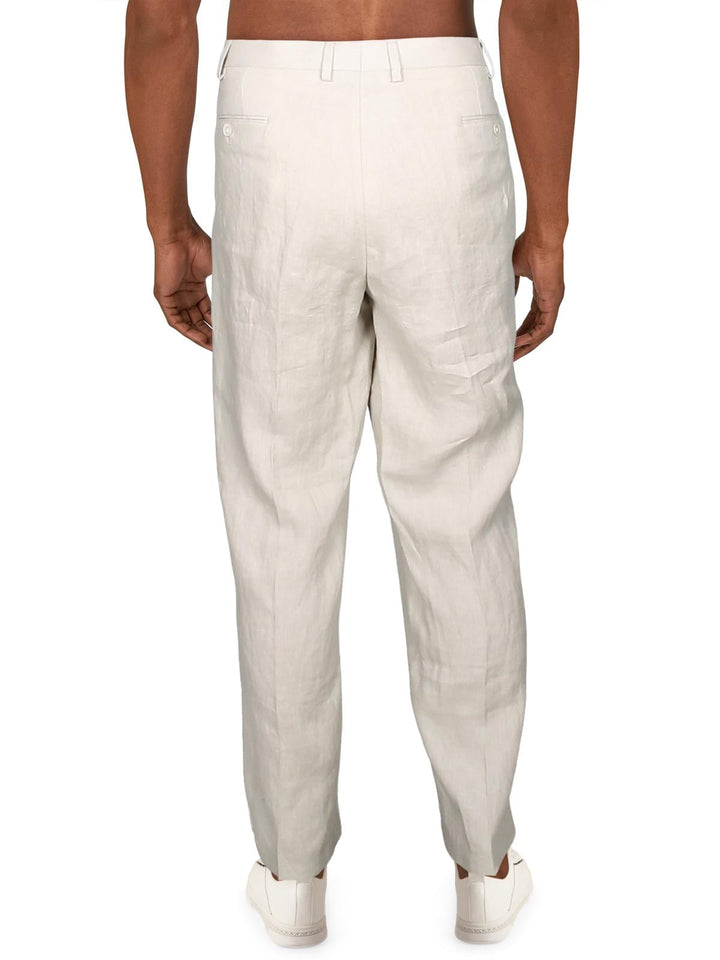 Ralph Lauren Men's Linen Flat Front Dress Pants Beige Size 36X29