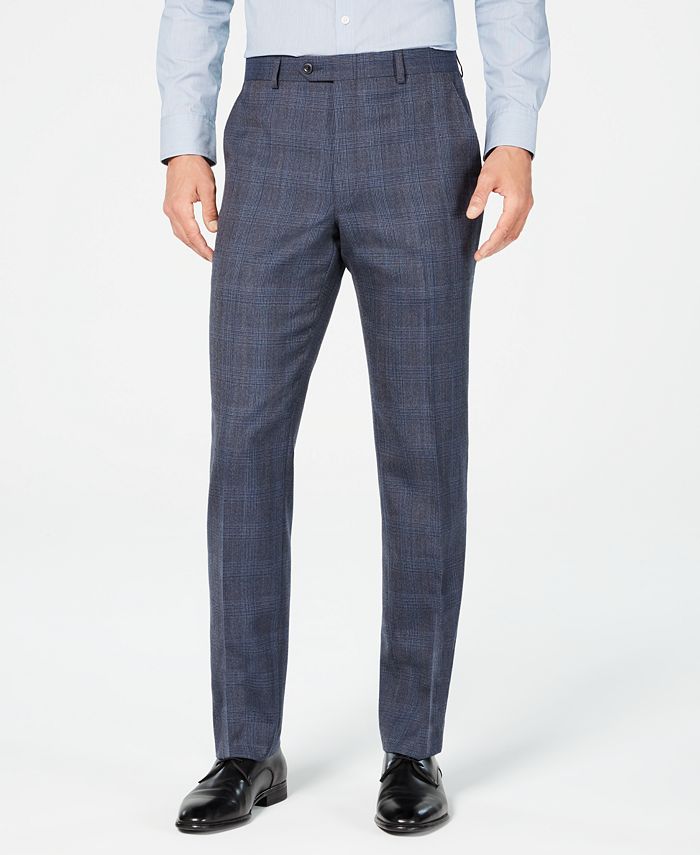 Michael Kors Men's Classic Fit Airsoft Stretch Plaid Suit Pants Blue Size 33X32