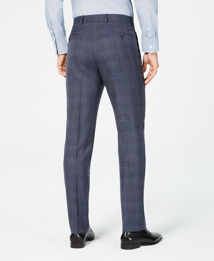 Michael Kors Men's Classic Fit Airsoft Stretch Plaid Suit Pants Blue Size 33X32