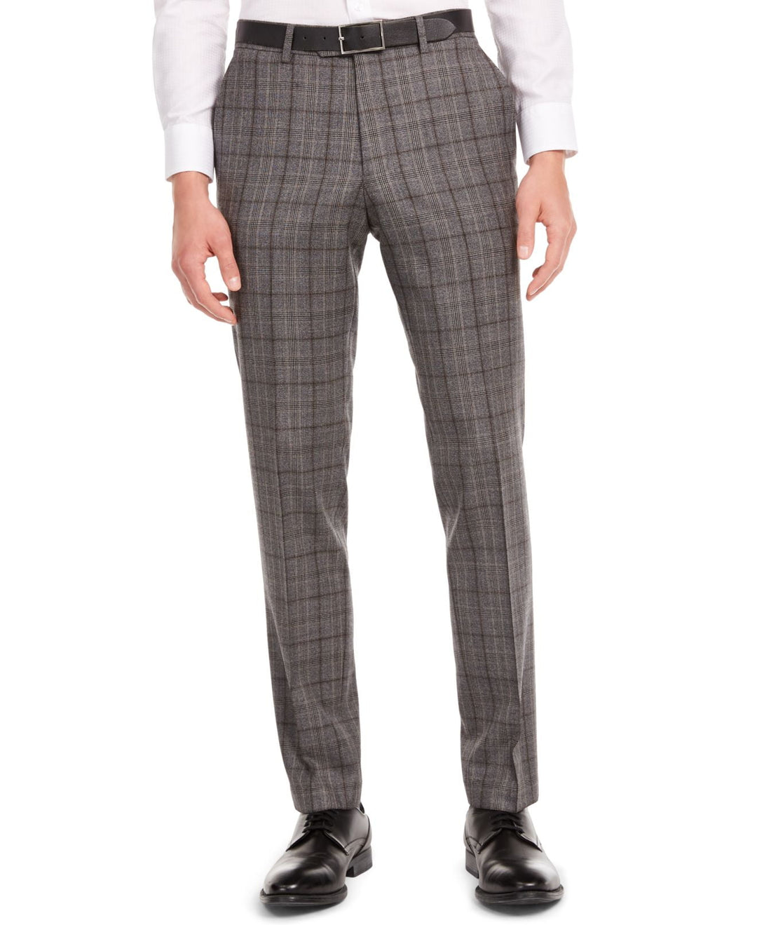 Bar III Men's Wool Plaid Printed Dress Pants Gray Size 32X30