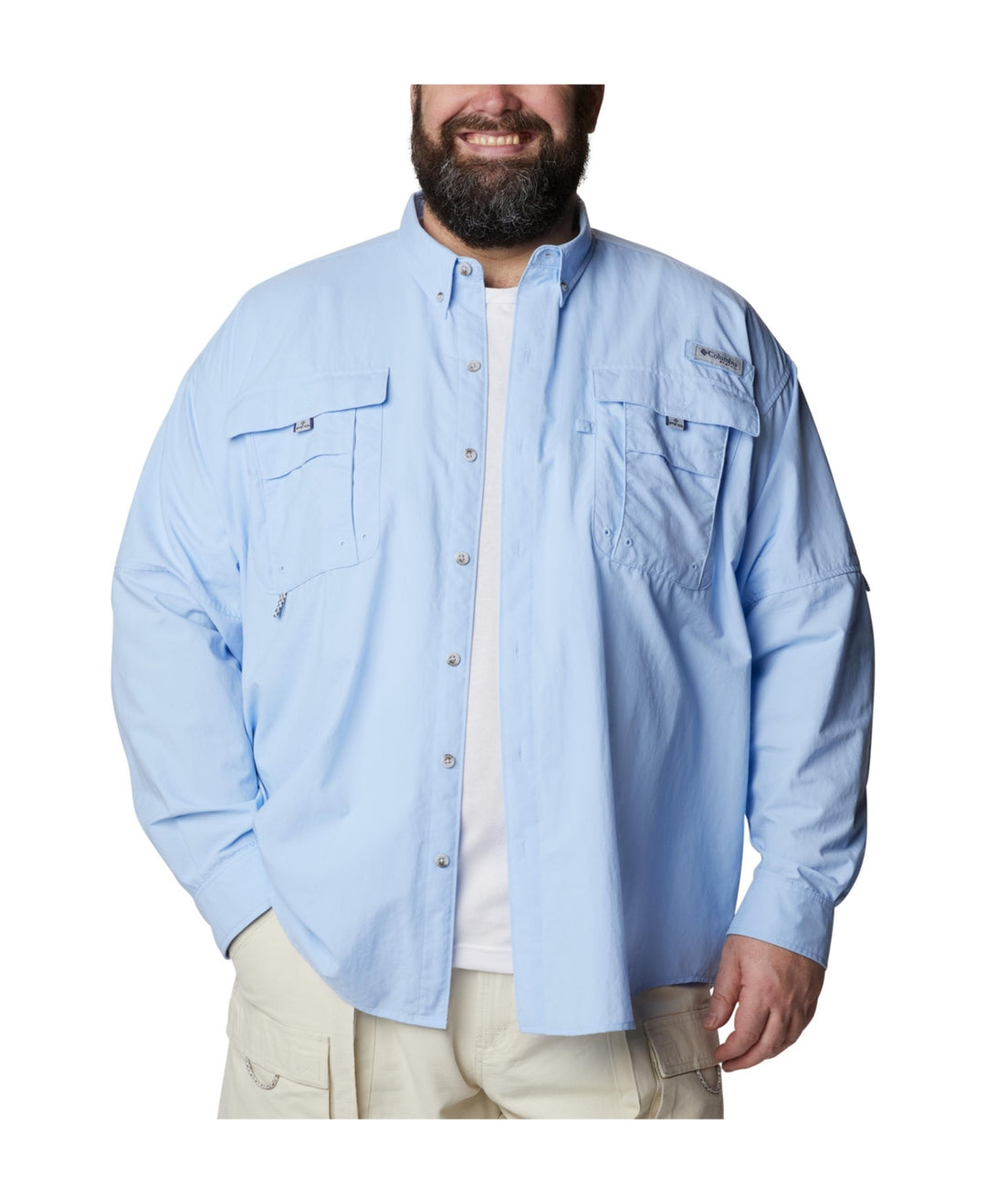 Columbia Men's Pfg Big & Tall Bahama Ii Long Sleeve Shirt Blue Size XXX-Large