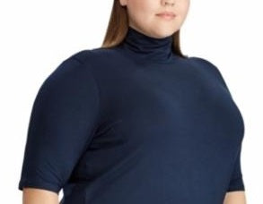 Ralph Lauren Women's Short Sleeve Turtle Neck Top Blue Size 2X