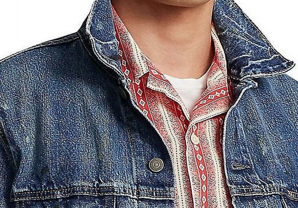 Polo Ralph Lauren Men's Paint-Splatter Denim Trucker Jacket Blue Size S