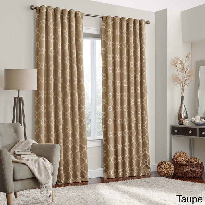 Eclipse Taupe Trellis Thermal Blackout Curtain Brown 52 in. W X 95 in. L