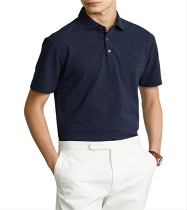 Ralph Lauren Men's Cotton Jacquard Custom Slim Fit Polo Shirt Blue Size XX-Large