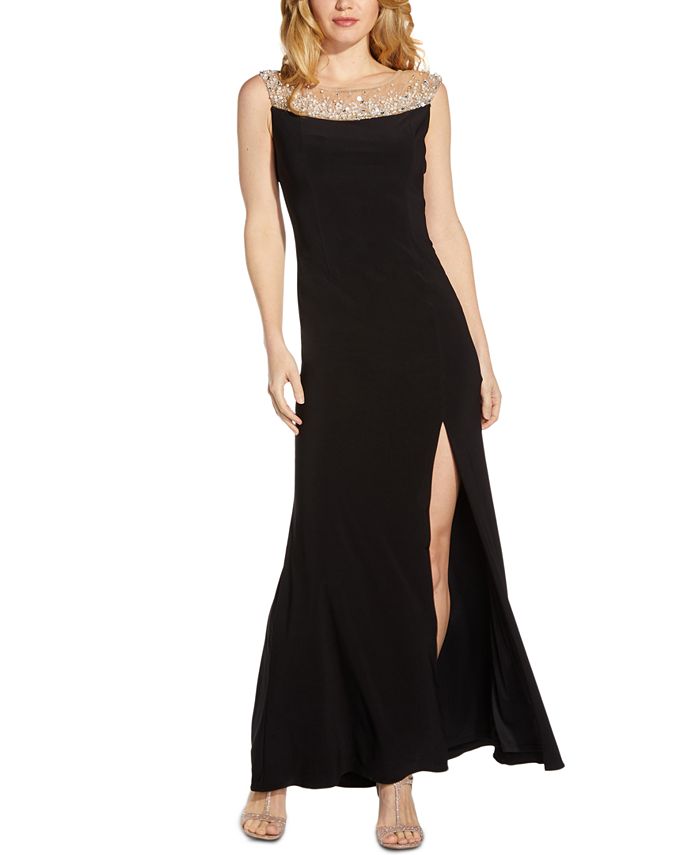 Adrianna Papell Women's Embellished Jersey Gown Black Size 2