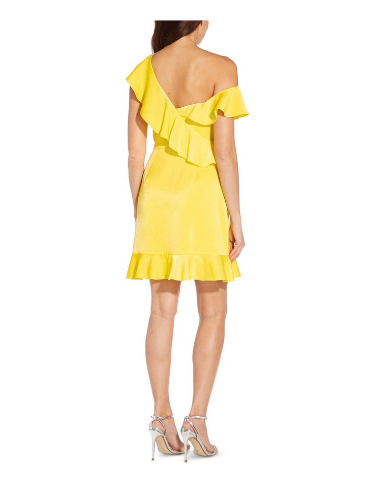 Aidan by Aidan Mattox Women's Ruffled Cocktail Dress Yellow Size 18