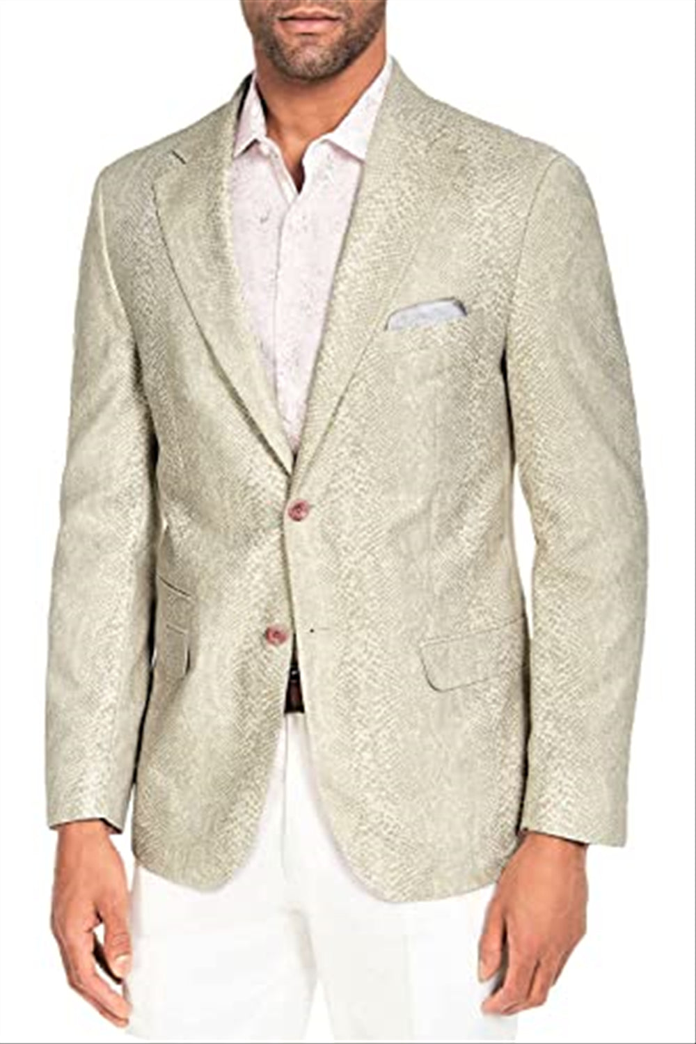 Tallia Men's Reptile Print 2 Button Suit Jacket Beige Size Large