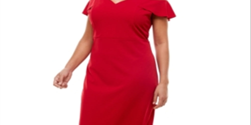 Emerald Sundae Women's Cold Shoulder Midi Dress Red Size 20W