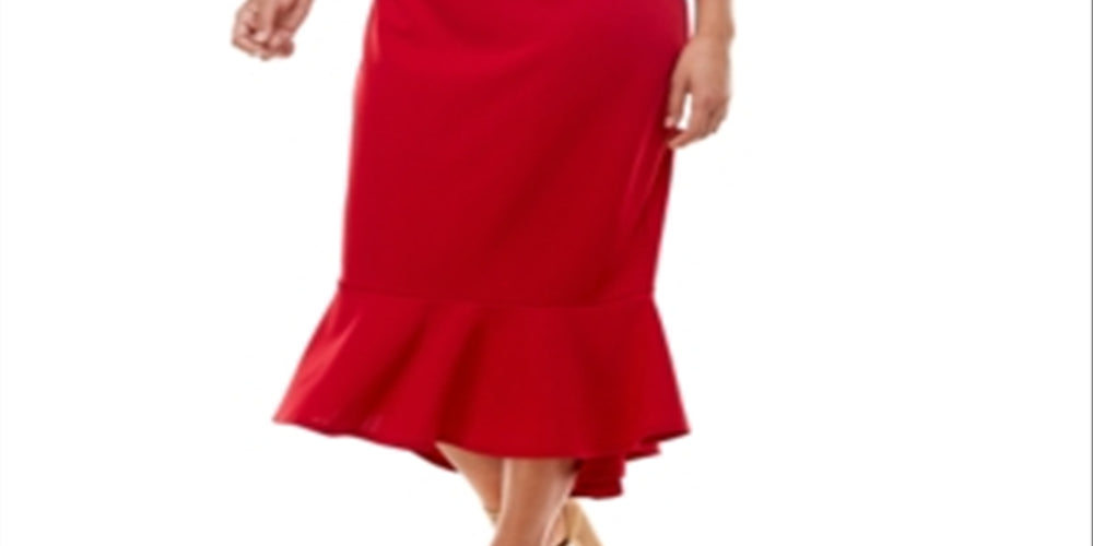 Emerald Sundae Women's Cold Shoulder Midi Dress Red Size 20W