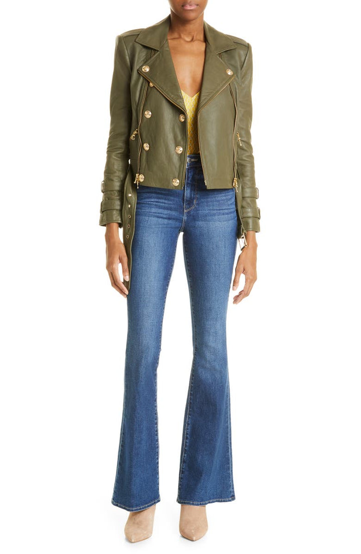 L'AGENCE Jane Silk Camisole Large Size in Goldchamp with Chain Print