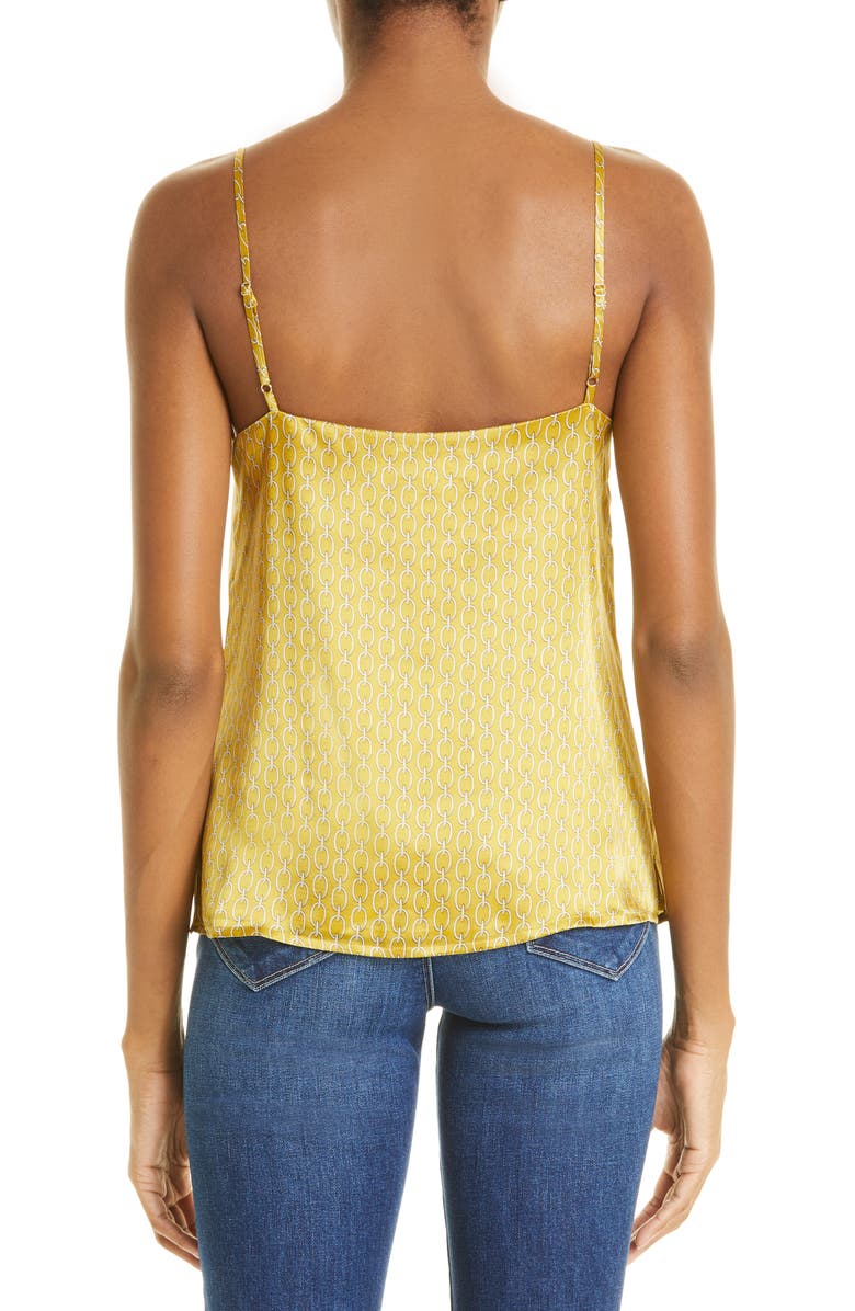 L'AGENCE Jane Silk Camisole Large Size in Goldchamp with Chain Print