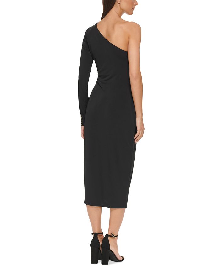 GUESS Women's One Should Embellished Sleeve Midi Dress Black Size 4