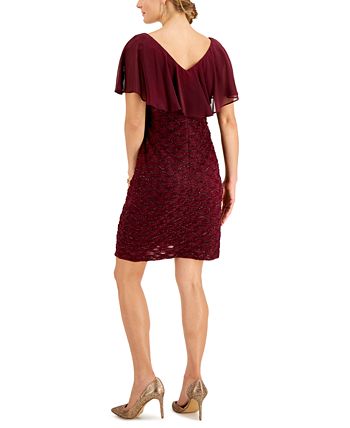 Connected Women's Chiffon Overlay Eyelash Sheath Dress Purple Size 6