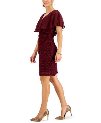 Connected Women's Chiffon Overlay Eyelash Sheath Dress Purple Size 6