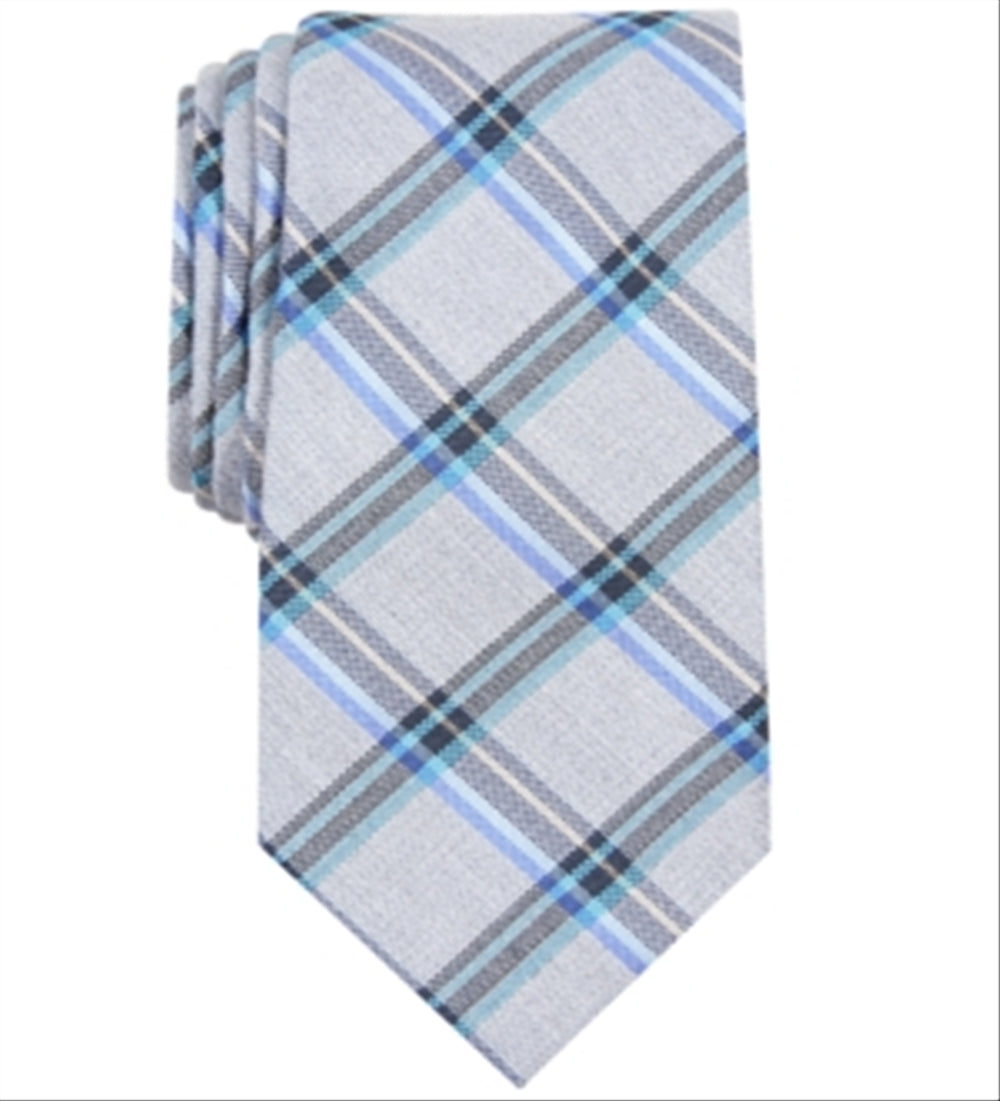Perry Ellis Men's Tartan Plaid Slim Neck Tie Blue Size Regular