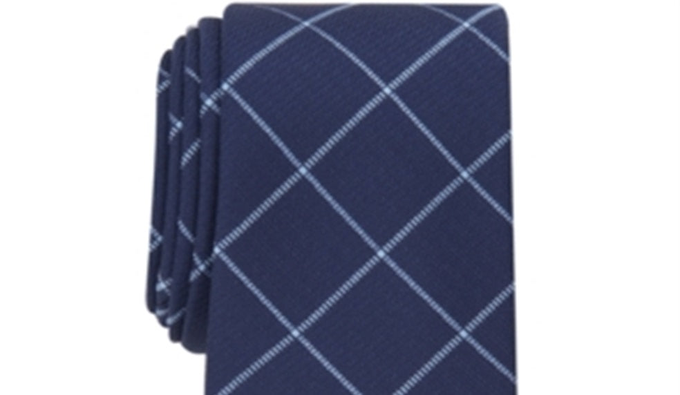 Alfani Men's Robinson Grid Tie Blue Size Regular