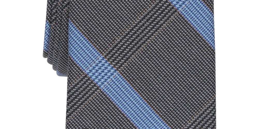 Alfani Men's Bermudo Plaid Slim Tie Gray Size Regular