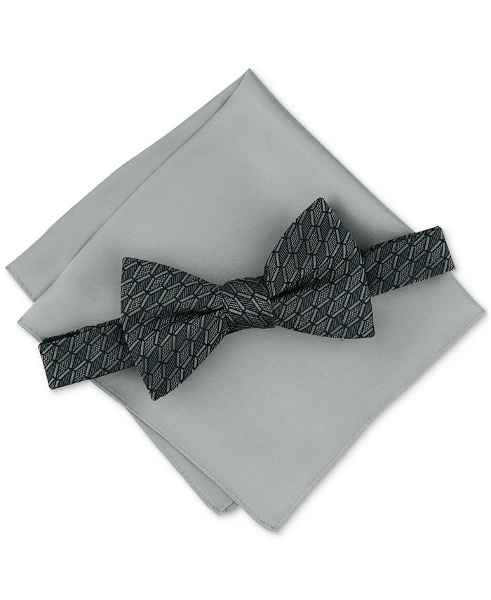 Alfani Men's 2Pc Bow Tie & Pocket Square Set Green Size Regular