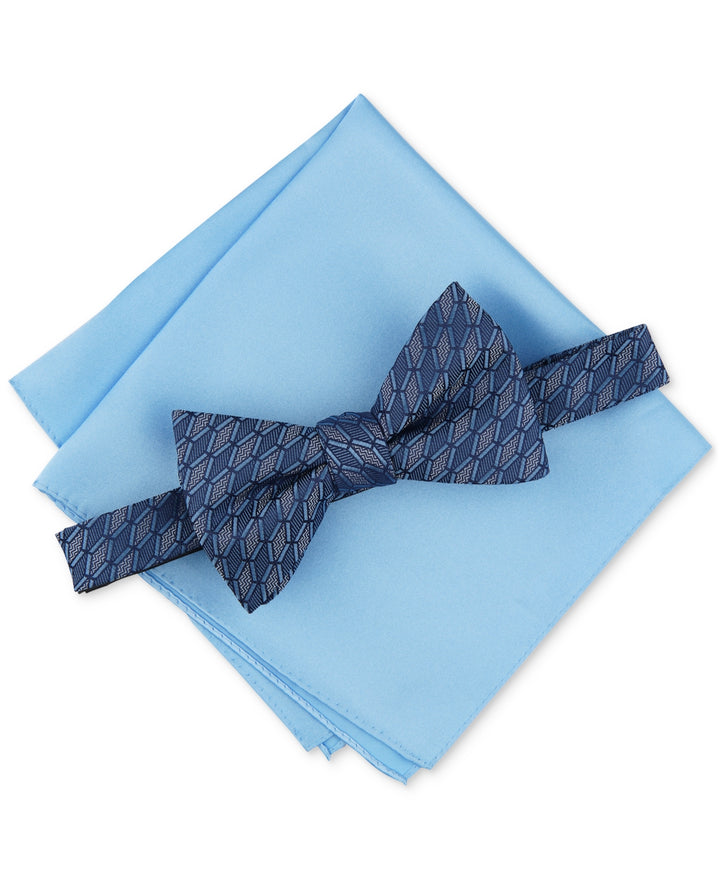 Alfani Men's 2Pc Bow Tie & Pocket Square Set Blue Size Regular