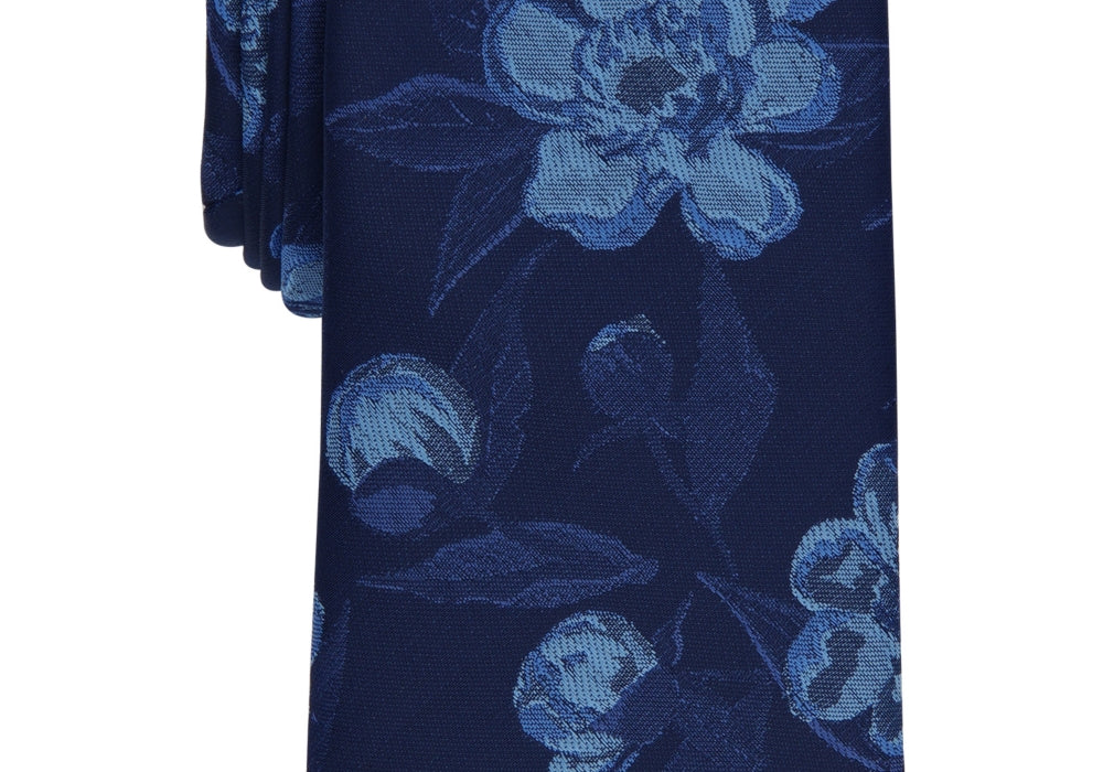 Bar Iii Men's Ghajar Floral Tie Navy Blue One Size