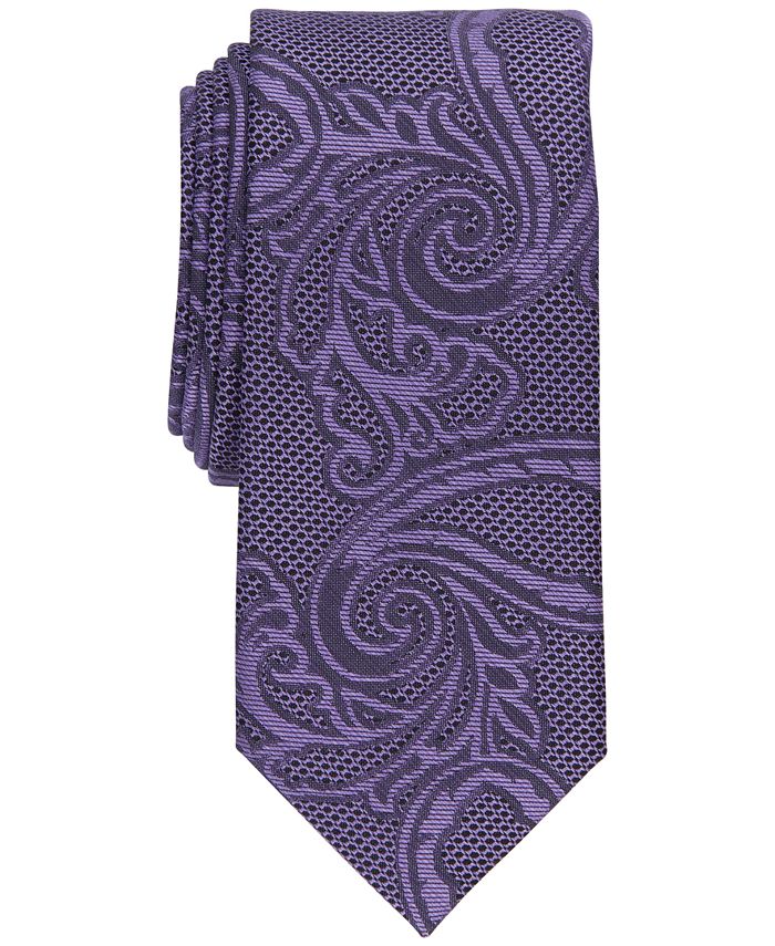 Alfani Men's Slim Paisley Tie Purple Size Regular