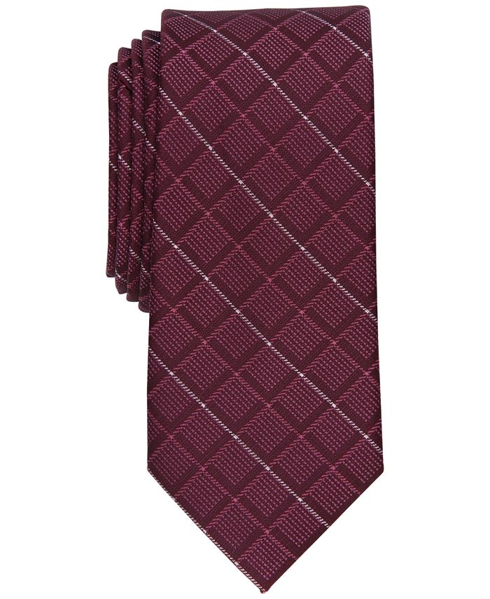 Alfani Men's Slim Grid Tie Red Size Regular