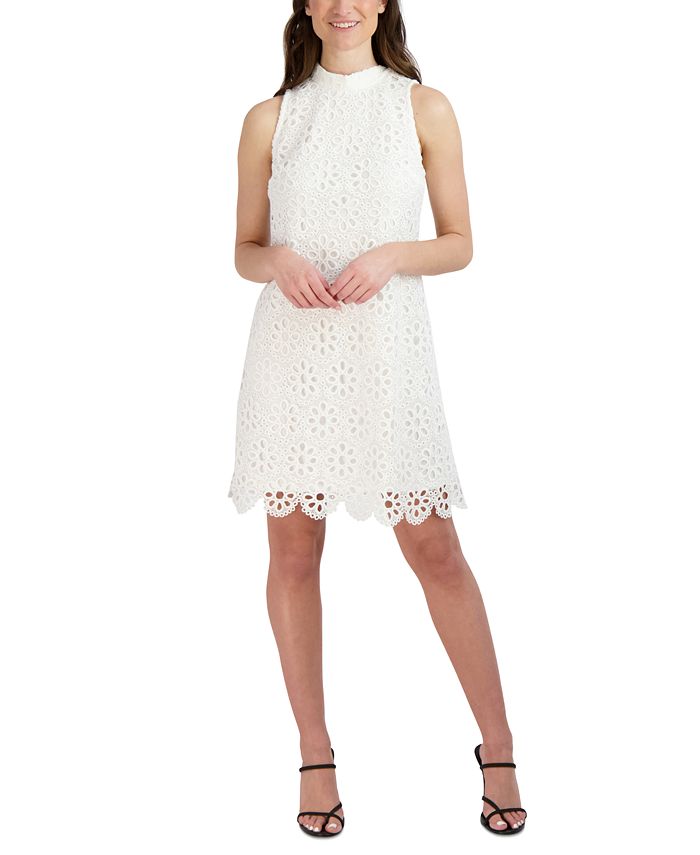 Robbie Bee Women's Sleeveless Lace A Line Dress White Size 6 Petite