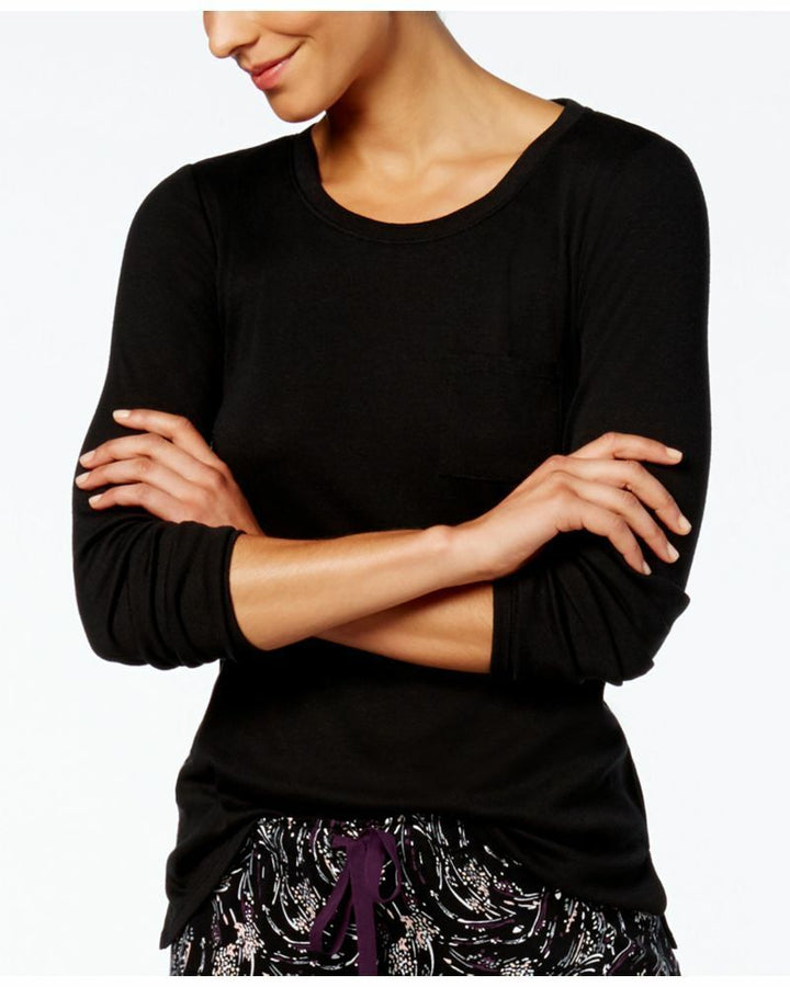 Alfani Women's Scoop Neck Pajama Top Black Size X-Small