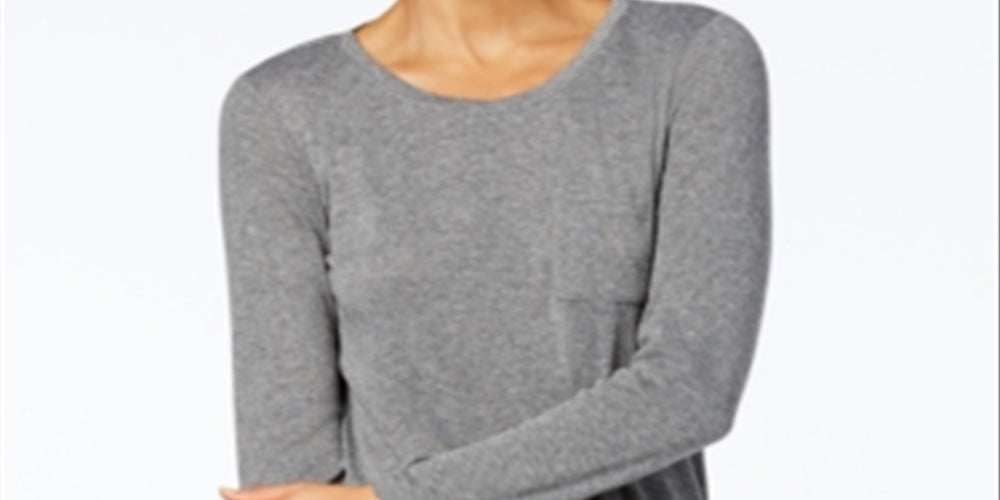 Alfani Women's Scoop Neck Pajama Top Gray Size Small