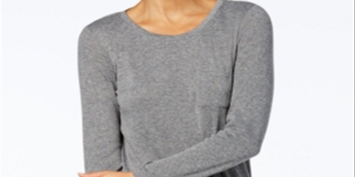 Alfani Women's Scoop Neck Pajama Top Gray Size Small