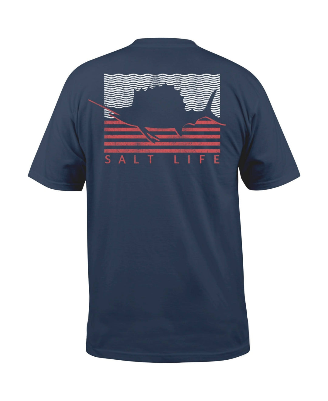 Salt Life Men's Sailing Flag Short Sleeve Pocket T-shirt Blue Size Large