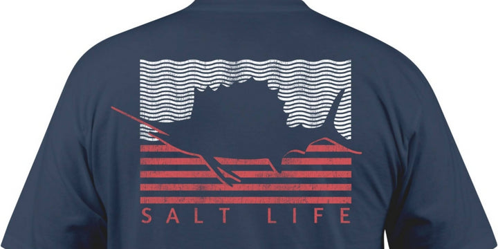 Salt Life Men's Sailing Flag Short Sleeve Pocket T-shirt Blue Size Large