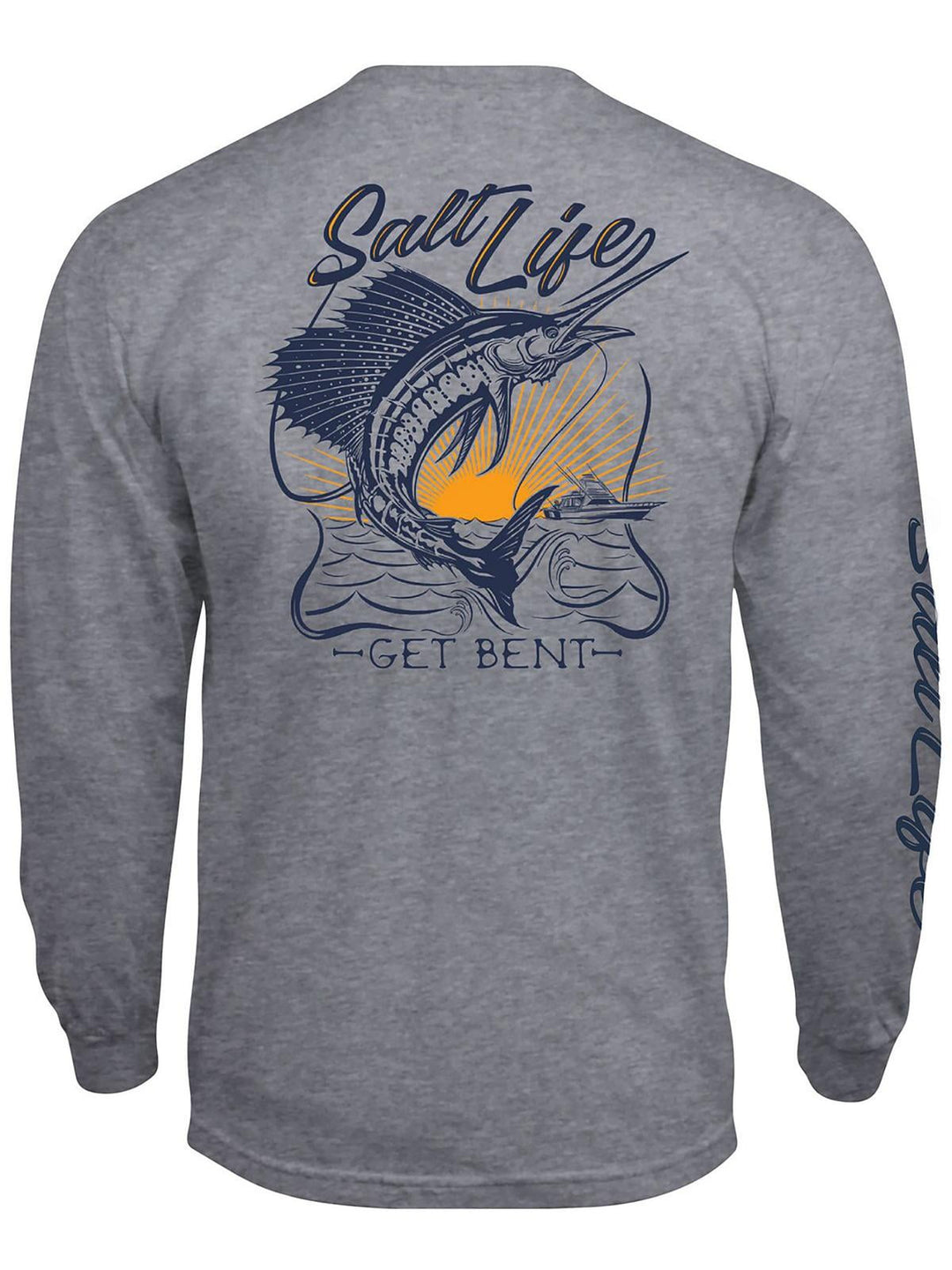 Salt Life Men's Golden Hour Logo Graphic Long Sleeve Pocket T-Shirt Gray