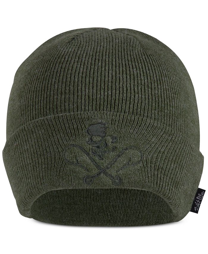 Salt Life Gorro con calavera y ganchos para hombre, color verde, talla regular