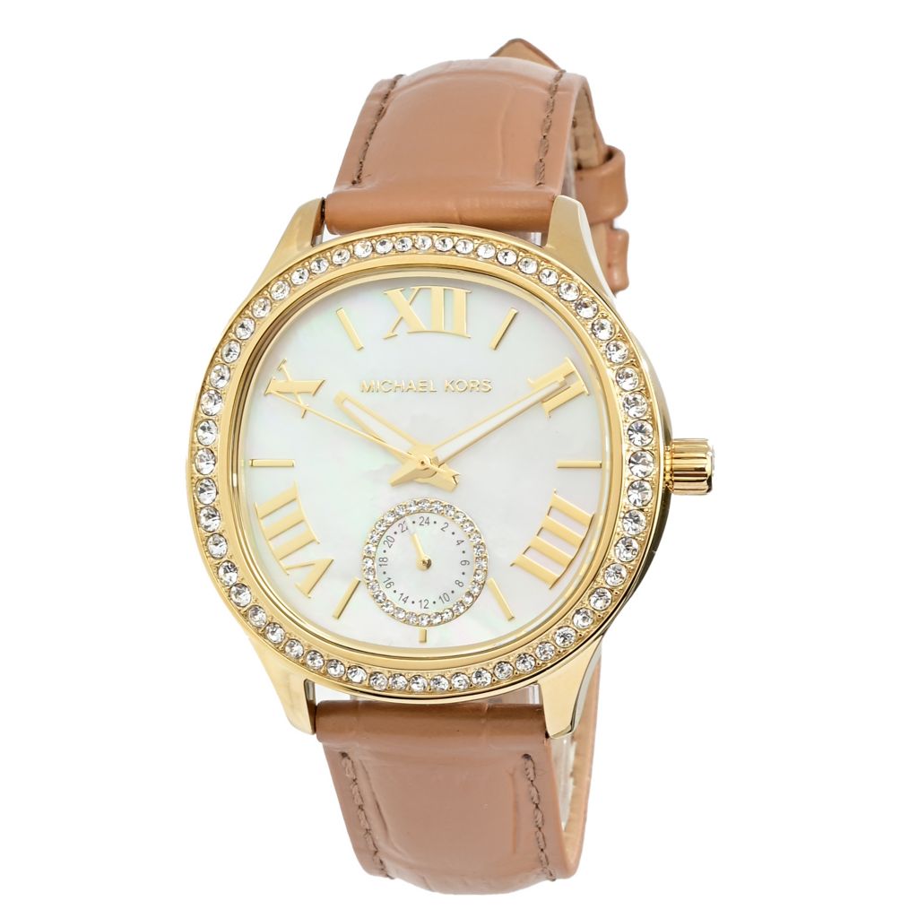 Michael Kors Women's Sage Quartz Crystal Accented MOP Strap Watch