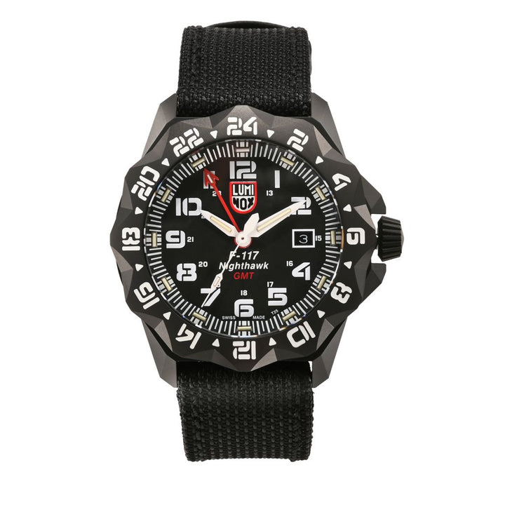 Luminox 44mm F-117 Nighthawk Pilot Swiss Made Quartz GMT Watch