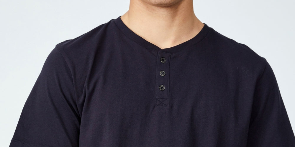 COTTON ON Men's Organic Henley T-shirt Blue Size XX-Large