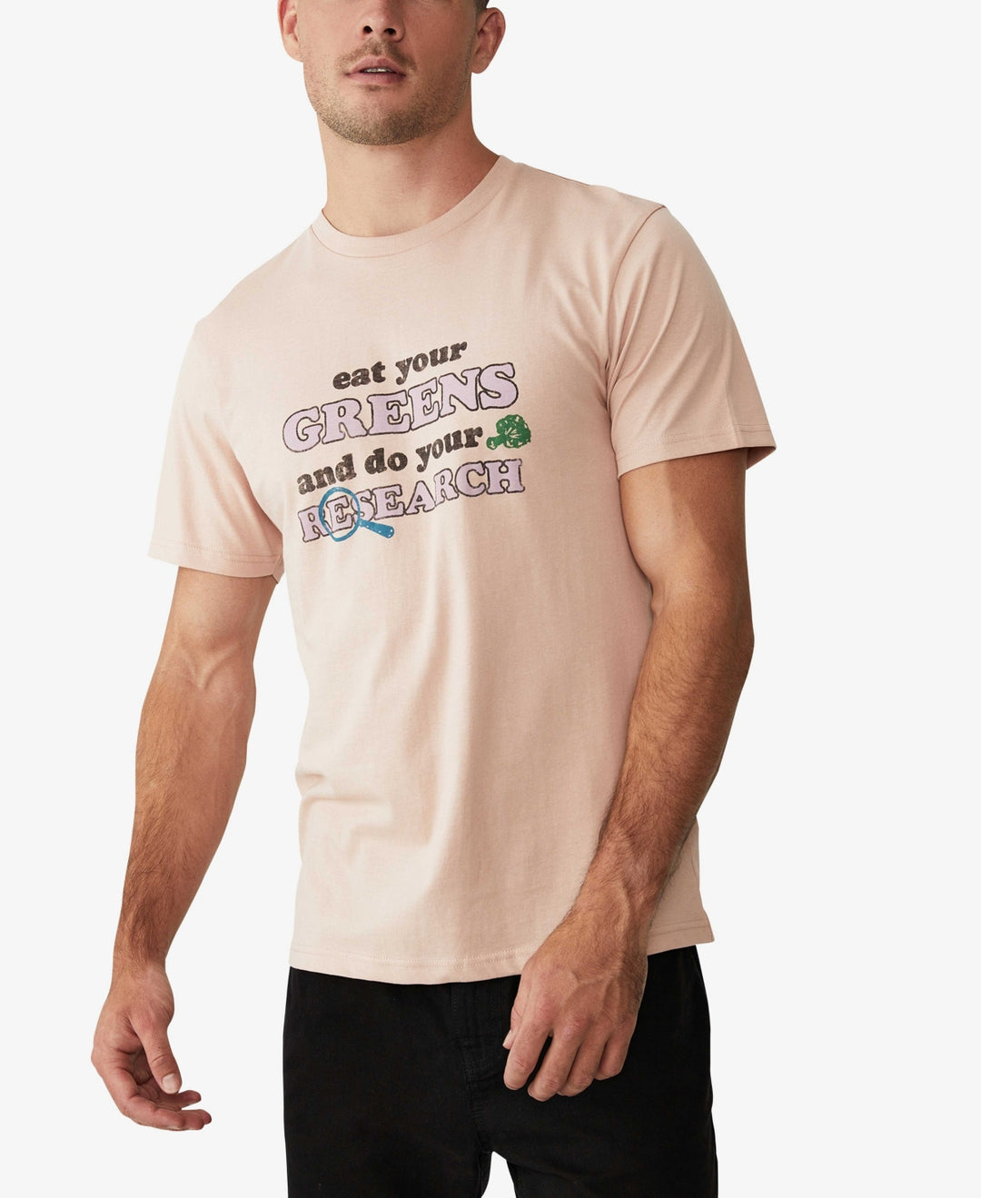 COTTON ON Men's Tbar Art T-Shirt Beige Size XX-Large