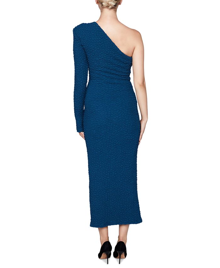 Bardot Women's One Shoulder Crinkle Sheath Dress Blue Size X-Large