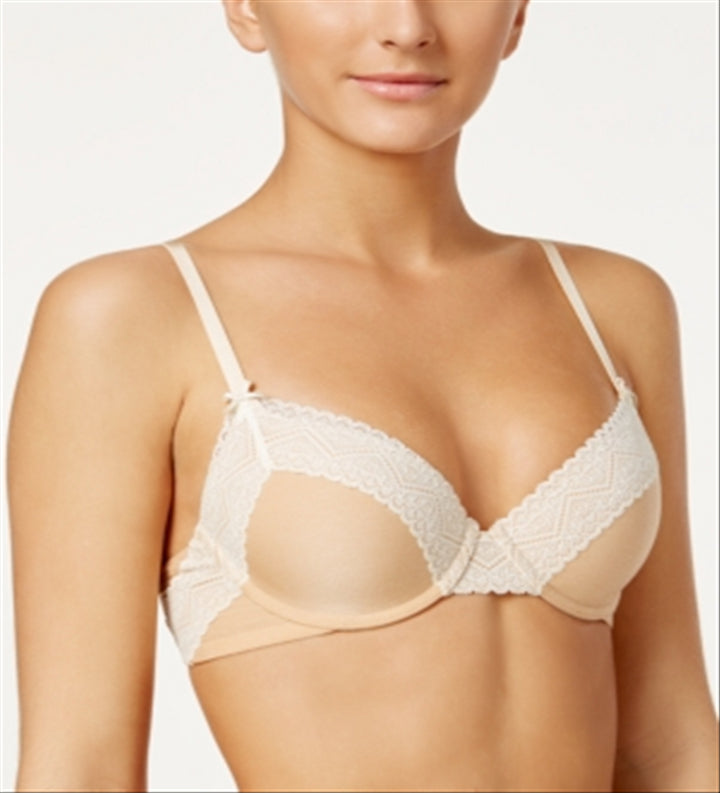 Heidi by Heidi Klum Women's Smooth Marl Lace T-Shirt Bra Beige Size 38D