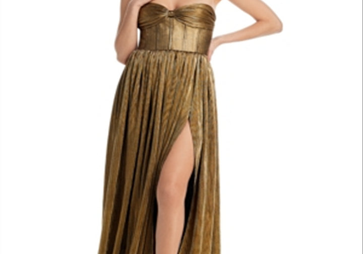 Florence Metallic Strapless Gown Gold Size M