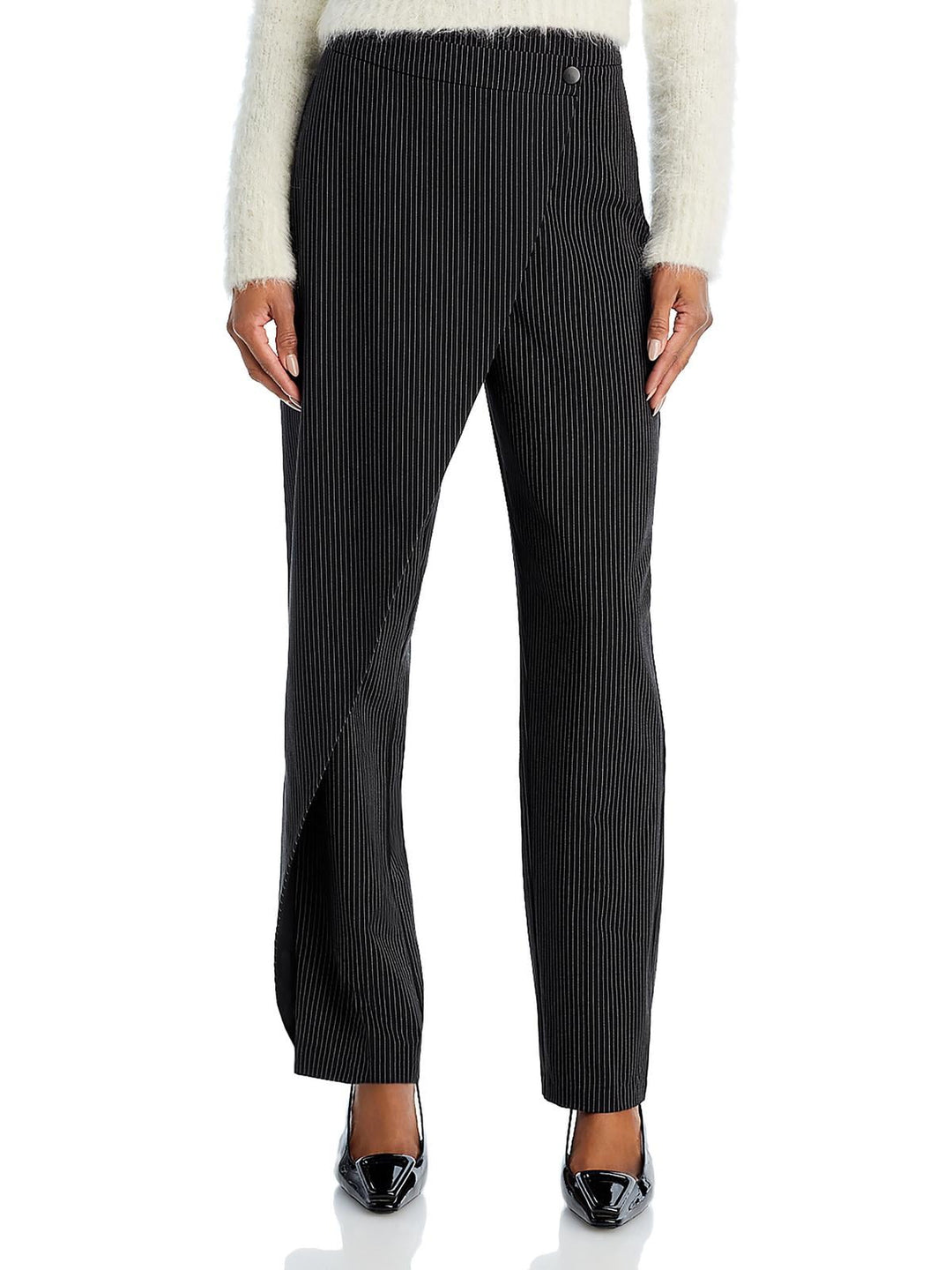 Lucy Paris Striped Asymmetrical Pants Charcoal