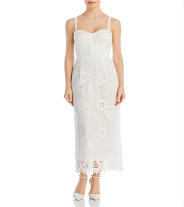 Sabina Musayev Nicolette Embroidered Lace Midi Dress Size Large