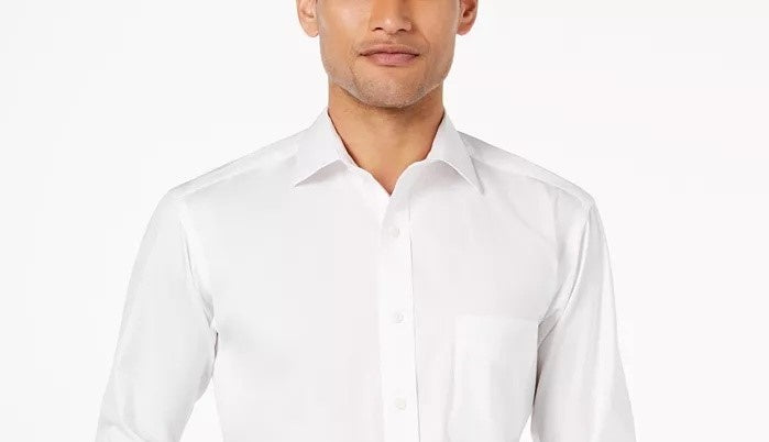 Clubroom Men's Collared Dress Shirt White Size 17.5X32-33