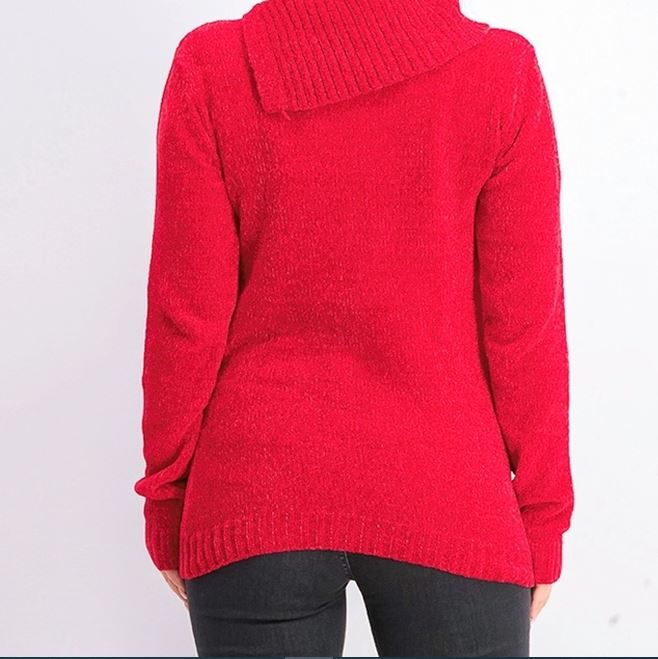 Karen Scott Women's Cowlneck Chenille Sweater Red Size XX-Large