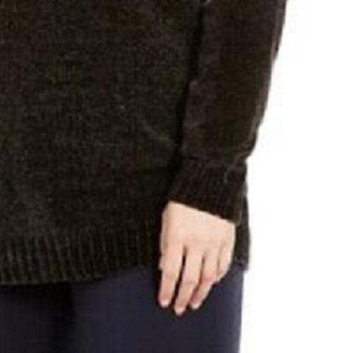 Karen Scott Women's Plus Size Chenille Split Neck Pullover Black Size 2X